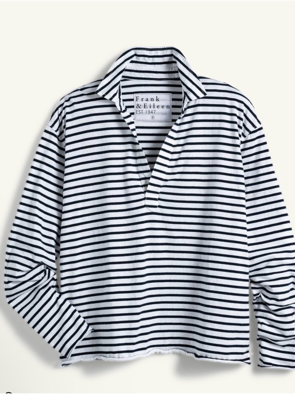🆕Frank & Eileen Patrick Popover Henley in Navy French Stripe - Picture 2 of 7